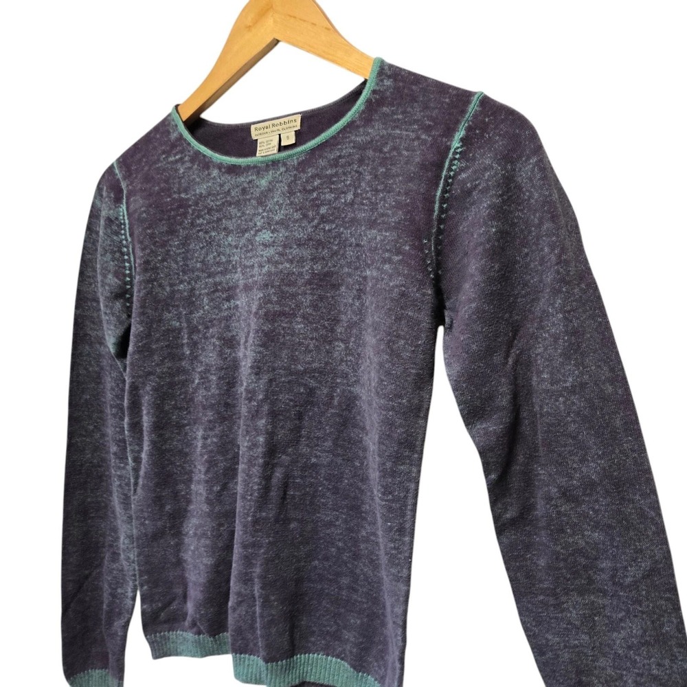 Vintage ROYAL‎ ROBBINS Sweater Purple Aqua Blue SMALL 100% Cotton